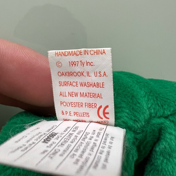 RARE RETIRED VINTAGE TY BEANIE BABY 1997 erin bear saint patricks day - Picture 4 of 5